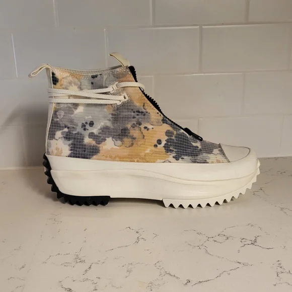 Converse Run Star Hi Zip Platform "Washed Florals" Egret/White/Black - Picture 2 of 8